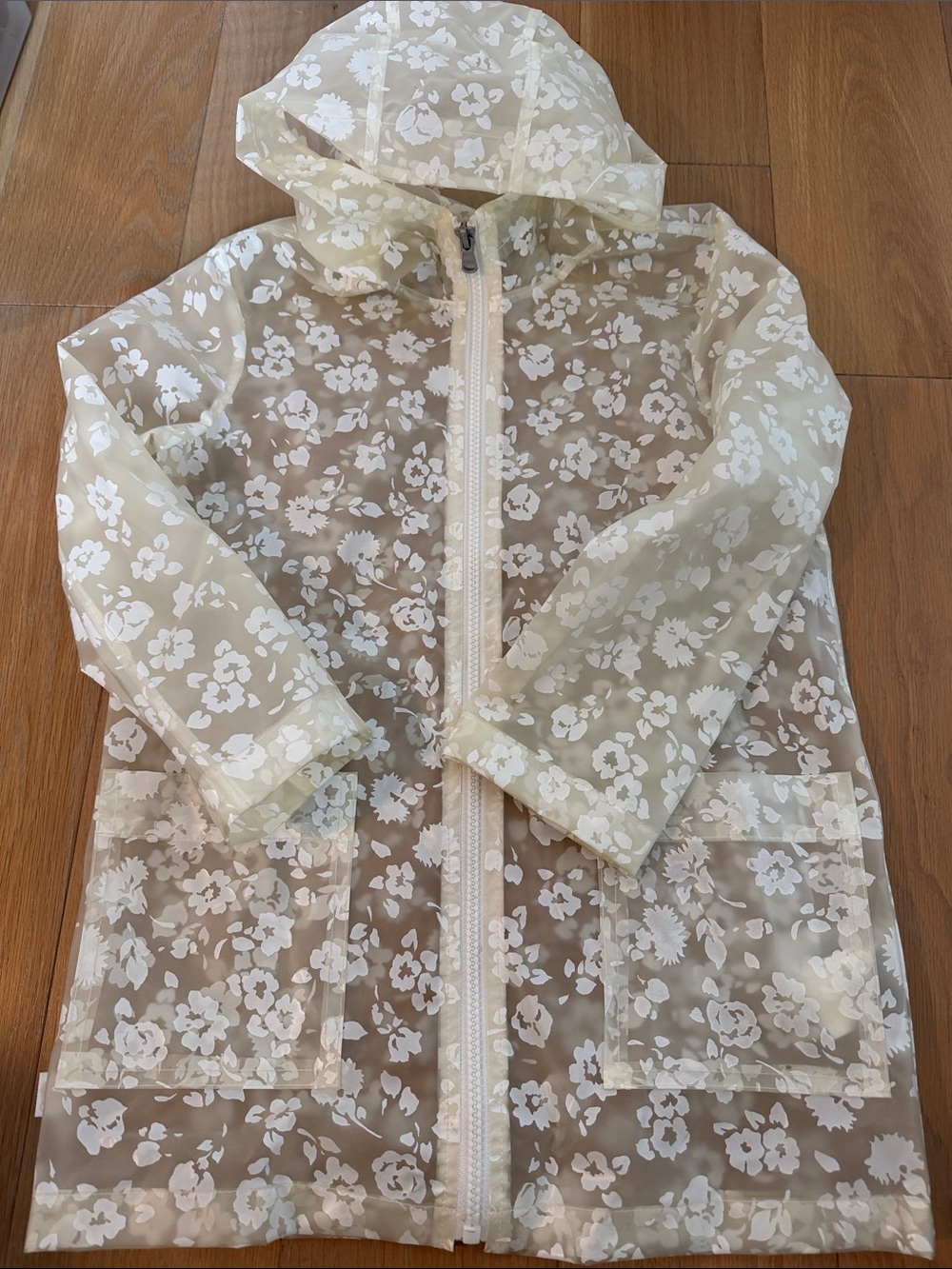 Polo by Ralph Lauren Girls' Cream Floral Clear Hooded Raincoat